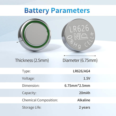 AG4 LR626 Battery 376 377 SR626SW 1.5V Alkaline Coin Cells (10 Count)