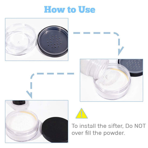 Kalevel Empty Makeup Powder Container, 50ml with Puff, Plastic Cosmetic Jars, Refillable Bottle with Sifter