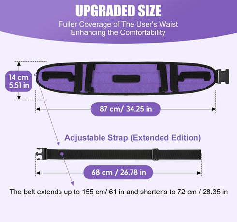 Rhino Valley Gait Belt for Senior, 59" Anti-Slip with 7 Handles, Medical Transfer Belt with Quick Release Buckle,