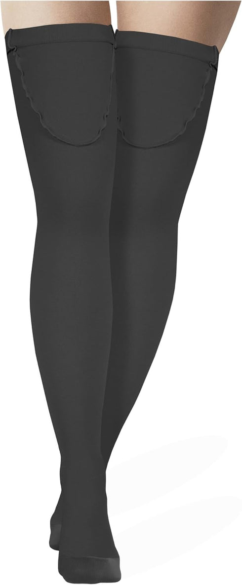 Truform Surgical Stockings, 18 mmHg Compression, Thigh High Length, Closed Toe, Black, X-Large
