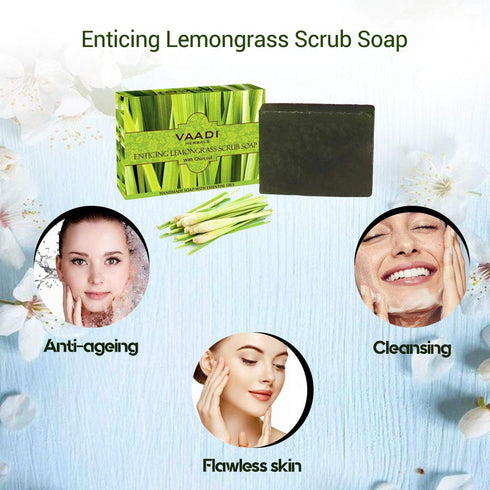 Vaadi Herbals Scrub Soap - Lemongrass, 6x75g