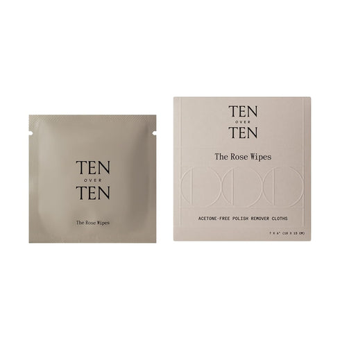 tenoverten Rose Wipes - Acetone-Free Nail Polish Remover Cloths, Clean Natural Nail Care (1 Box, 6 Wipes)