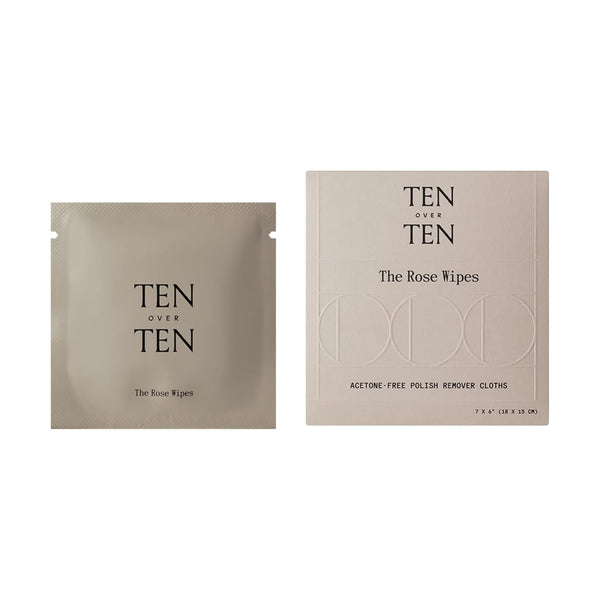 tenoverten Rose Wipes - Acetone-Free Nail Polish Remover Cloths, Clean Natural Nail Care (1 Box, 6 Wipes)