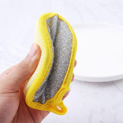 1pcs Durable Scrub Scouring Sponge, Microfiber Round Dish Washing Scrubber for Cleaning Dishes & Pots, Random Color