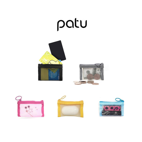 Patu Mini Zipper Mesh Bags - 3" x 4", Size XS/A8, 5 Pieces, Keychain Pouch, Coin Purse, Clear Travel Kit Organizer