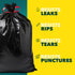 Plastico Extra Tall Kitchen Trash Bags, 18 Gallon, Black, 36 Garbage Bags, Extra Strong, Easy Drawstrings, Unscented