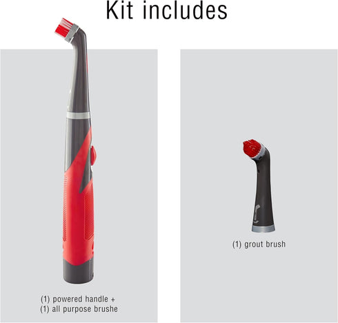 Rubbermaid Reveal Power Scrubber with Multi-Purpose & Grout Head, Cordless Electric Battery Powered Scrub Brush, Water