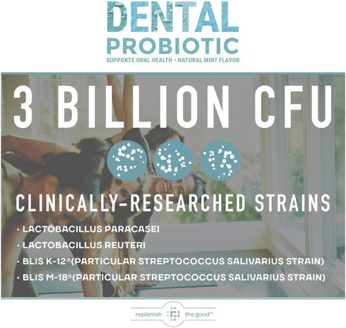 Dental Probiotic, 30 Sugar Free Chewable Tablets, Mint Flavor, Vegan Supplements for Oral Health