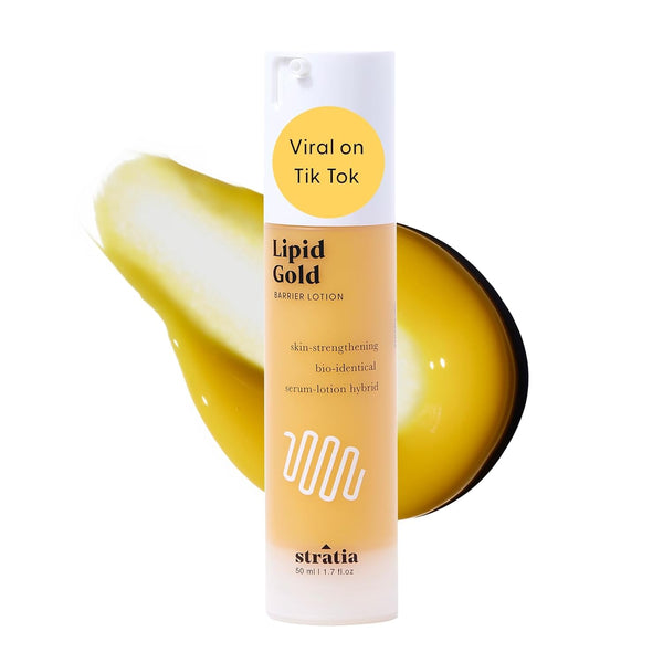 Stratia Lipid Gold Skin-Strengthening Ceramide Moisturizer, Niacinamide Serum for All Skin Types, 1.7 Fl Oz