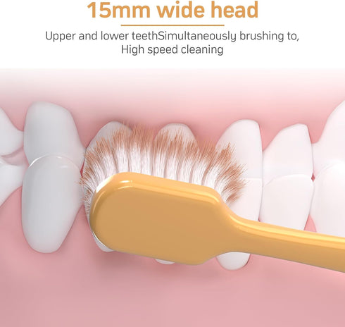 Adult Wide Head Soft Hair Toothbrush, Manual Toothbrush, Ultra Soft Brush Thread for Sensitive Teeth (6 Pack)
