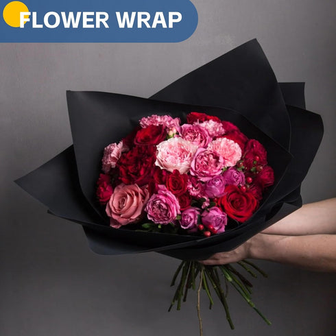 Black Wrapping Paper Roll, 17.5"x456" Graduation Paper for Bouquet Flower Birthday Gift Wrap, Arts Crafts