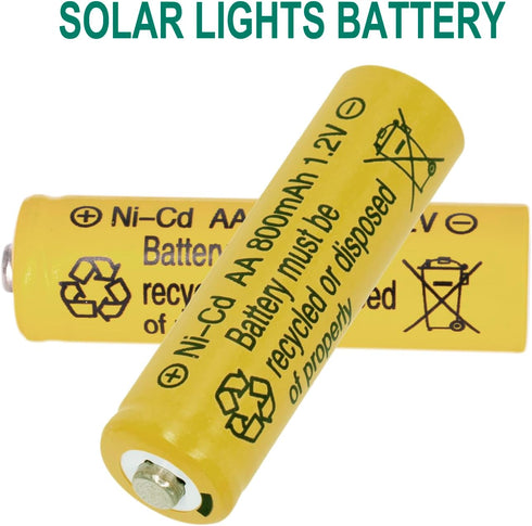 12 Packs 1.2V 800mAh NI-CD AA Rechargeable Batteries for Garden Landscaping Solar Lights, Security Lights