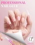 MORGLES Clear Acrylic Nail Tips - 500 Pcs French Nail Tips Square Half Cover with Glue, Clipper, and Files