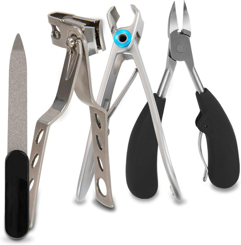 Vive Toenail Clippers for Thick Nails - Heavy Duty Podiatrist Trimmers for Seniors, Fingernail Care Set