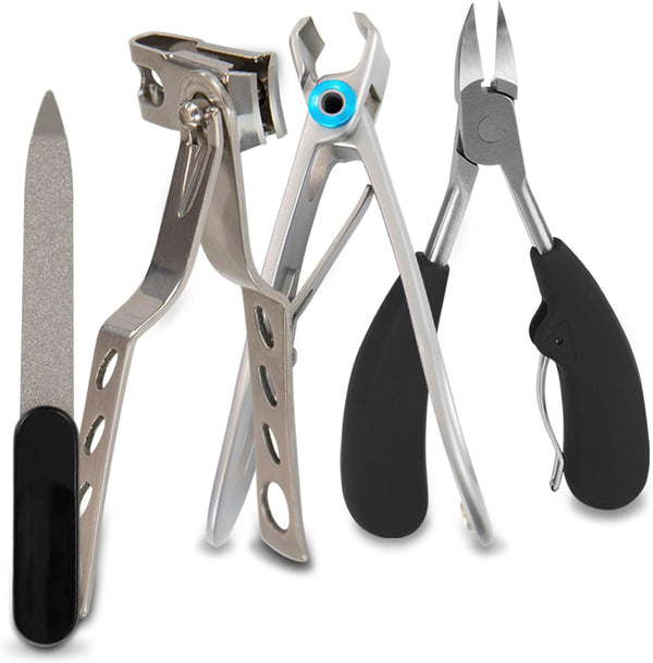 Vive Toenail Clippers for Thick Nails - Heavy Duty Podiatrist Trimmers for Seniors, Fingernail Care Set