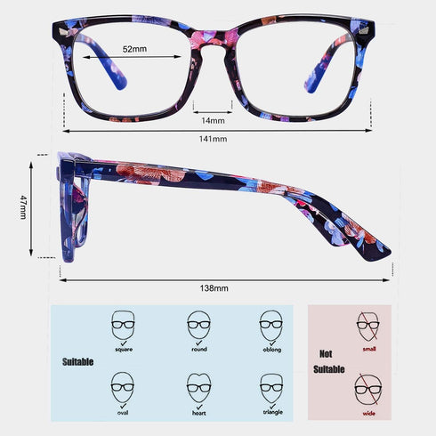 MAXJULI Blue Light Blocking Glasses for Computer, Reading, Gaming, TV, Phones - Women Men (Flower Black)