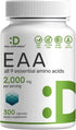 Essential Amino Acids (EAA) 2000mg, 300 Capsules for Lean Muscle Support
