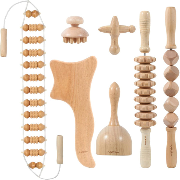7 Pack Wood Therapy Massage Tools Set for Body Shaping, Cellulite Massager, Maderoterapia Kit Colombiana, Lymphatic