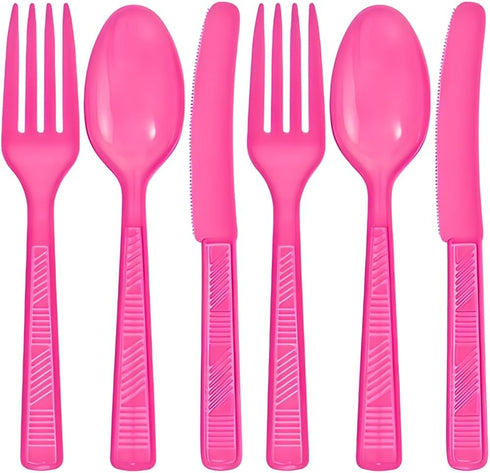 Party Dimensions Hot Pink Plastic Cutlery Combo, Pack of 48