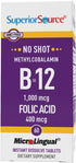 Superior Source No Shot Vitamin B12 Methylcobalamin, 1000 mcg, 60 Count, Quick Dissolve MicroLingual Tablets