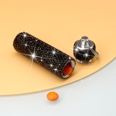 Yuchew Bling Pill Case Pill Container Rhinestone Pill Box Portable Waterproof Pocket Pill Holder Bottle Storage