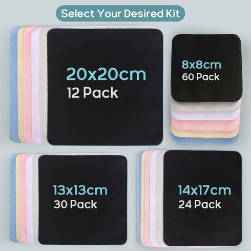 12 Pack 20x20cm/8”x8” Large Microfiber Cleaning Cloth for Eyeglasses, Luxury Suede Glass Cleaner for Gentle Lint-Free