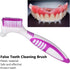False Teeth Cleaning Brush, Double Sided Portable Denture Toothbrush for Hard Care Cleaning
