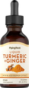 Piping Rock Liquid Turmeric and Ginger Supplement - 2 FL OZ - with Black Pepper Extract - Vegan, Non-GMO