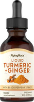 Piping Rock Liquid Turmeric and Ginger Supplement - 2 FL OZ - with Black Pepper Extract - Vegan, Non-GMO
