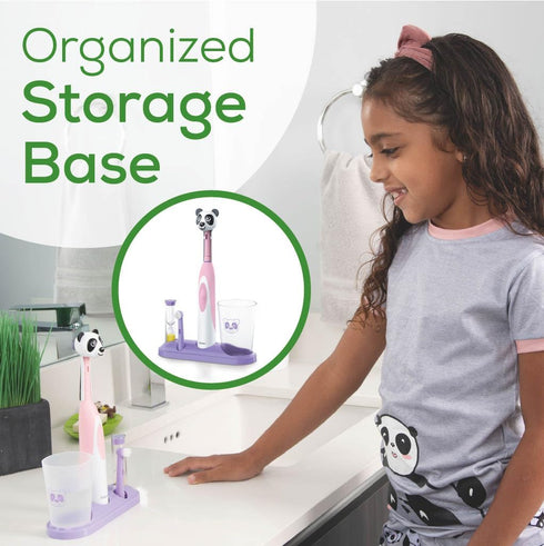 Beurer TB10 Kids Electric Toothbrush Kit - Fun Polly The Panda Cap, 2 Extra-Soft Brush Heads, BPA-Free