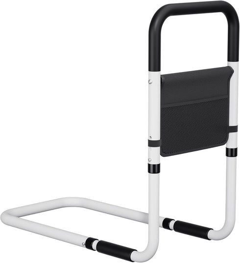 Hopelight Adjustable Bed Rail Support Handle with Storage Pouch, White and Black, Height