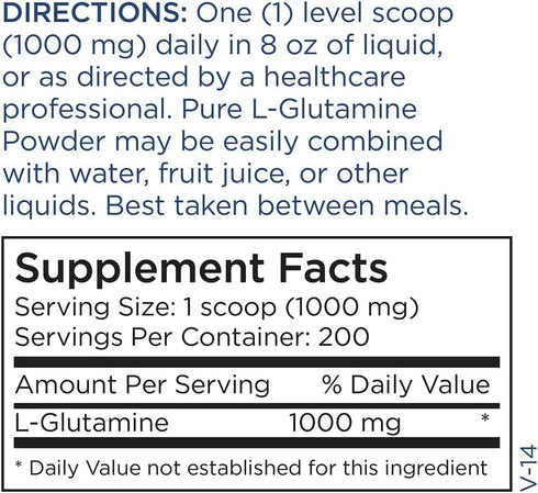 Metabolic Maintenance L-Glutamine Powder - Water Soluble Amino Acid for Gut Health + Immune Support (200 Servings)