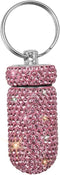 Portable Waterproof Pill Case Holder with Keychain, Bling Pill Box for Outdoor Camping Travel, Pink