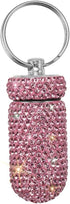 Portable Waterproof Pill Case Holder with Keychain, Bling Pill Box for Outdoor Camping Travel, Pink