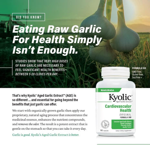 Kyolic Aged Garlic Extract Formula 300, Vegan, 360 Capsules for Cardiovascular Health