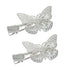 Yueton Silver Butterfly Hair Clip Accessories, 1 Pair, Bride Headwear Clips