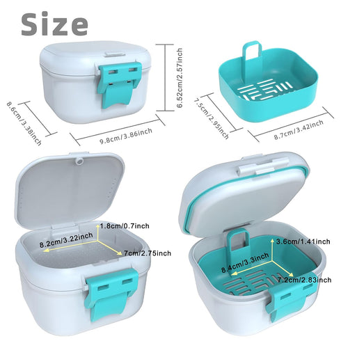 ARGOMAX Leak Proof Denture Bath Cup, Portable Soaking Box with Strainer, Upgraded Version for Dentures and Braces