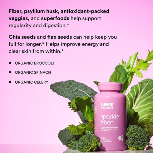 Love Wellness Sparkle Fiber Supplement for Digestive Health | Psyllium Husk Powder for Regularity & Weight Management |