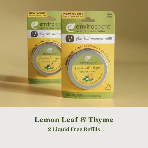 Enviroscent Non-Toxic Air Freshener Refills - Lemon Leaf & Thyme, Plug-in for Home, Lasts Over 90 Days, 2 Liquid Pods