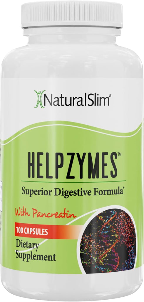 NaturalSlim Digestive Enzymes for Women & Men - Helpzymes Essential Enzymes for Digestion, 100 Capsules