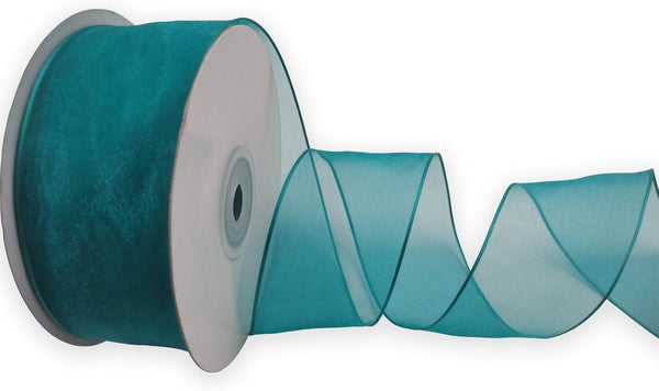 Wired Sheer Organza Ribbon, Jade Color, 1-1/2 Inch X 25 Yards for Gift Package Wrapping, Wedding, Party Decoration