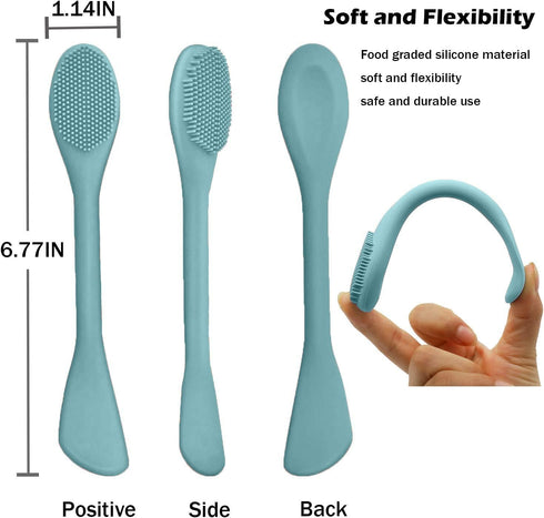 2 in 1 Silicone Facial Cleansing Brush & Face Mask Applicator for Exfoliating, Massaging, and Makeup Removal