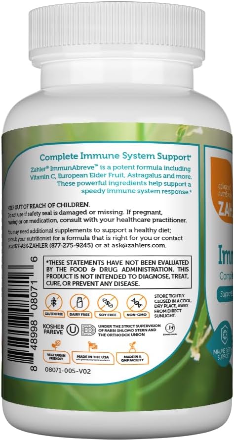 Zahler ImmunAbreve, Powerful Immune System Support, Vitamin C, Echinacea, Certified Kosher, 90 Capsules
