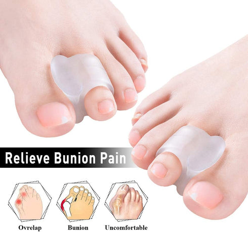Welnove 10 Pack Toe Separators Gel Toe Spacers for Bunions, Overlapping Toes, and Pain Relief Pads - Clear