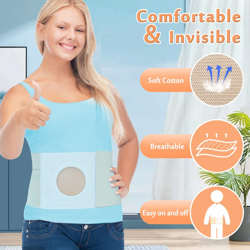 Mybow Ostomy Belt Hernia Wrap for Men Women, Stoma Protector, Colostomy Support Belt, XL 40-43