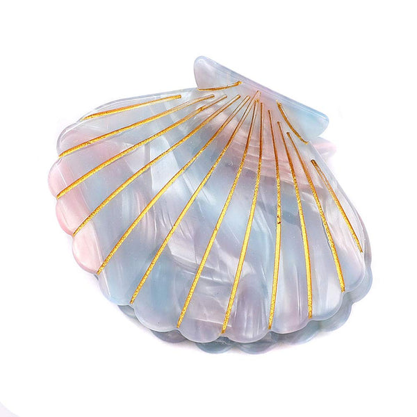 Shell Jaw Clip Hair Claw Clip, Marble Pattern Hairpins for Women Hairdressing Accessories (Light Blue)