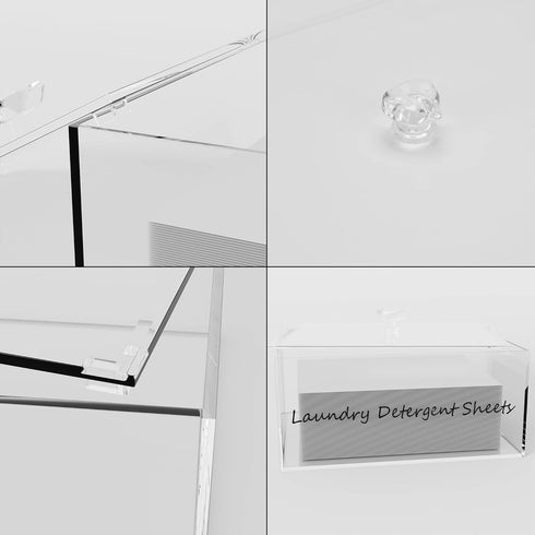 Acrylic Laundry Detergent Sheets Dispenser with Lid, Storage Box for Laundry