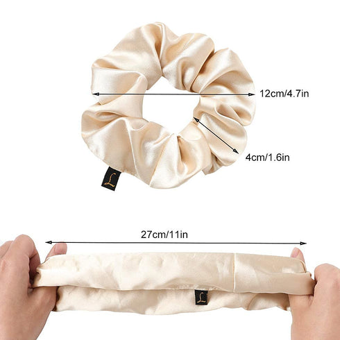 Scrunchies Women Hair Ties - Big Silk Satin Scrunchy Hair Bands, Soft Large Elastic Hair Accessories for VSCO Girls