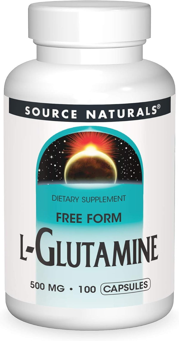 Source Naturals L-Glutamine - Free Form Amino Acid, Supports Metabolic Energy - 100 Capsules