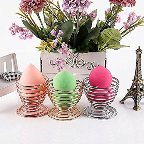 LanMa Beauty Sponge Blender Holder, 2 Pack Silver Makeup Sponge Drying Stand Storage Egg Powder Puff Display Stand